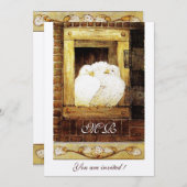 WHITE DOVET OP DE WINDOW-monogram champagne Kaart (Voorkant / Achterkant)