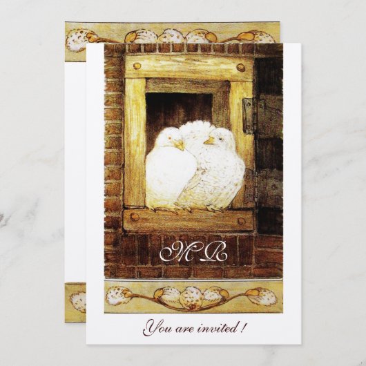 WHITE DOVET OP DE WINDOW-monogram champagne Kaart (Voorkant / Achterkant)