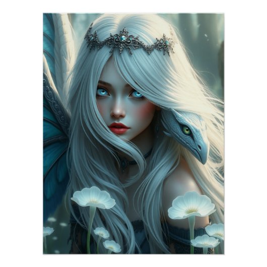 White Dragon Fairy Art Perfect Poster (Voorkant)