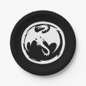 White dragon paper borden papieren bordje (Voorkant)
