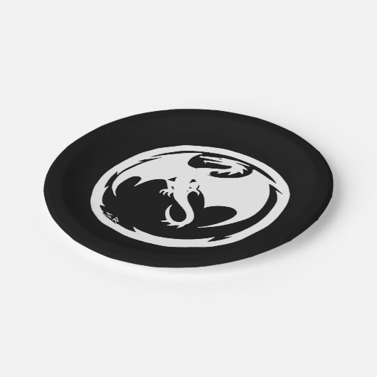 White dragon paper borden papieren bordje (Gekanteld)