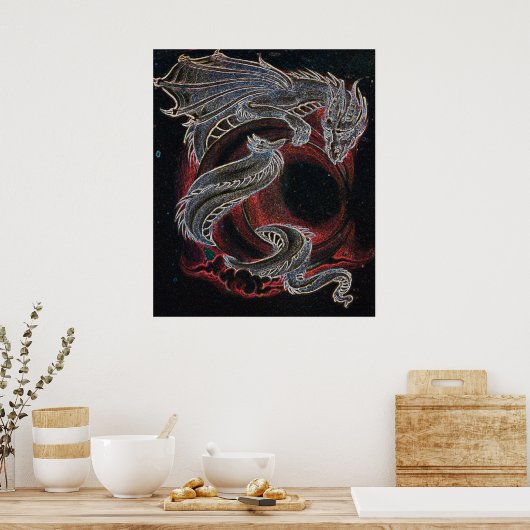 White Dragon Red Moon Poster (Keuken)