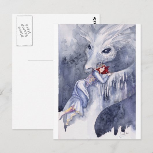 White Dragon Rider Briefkaart (Voorkant / Achterkant)