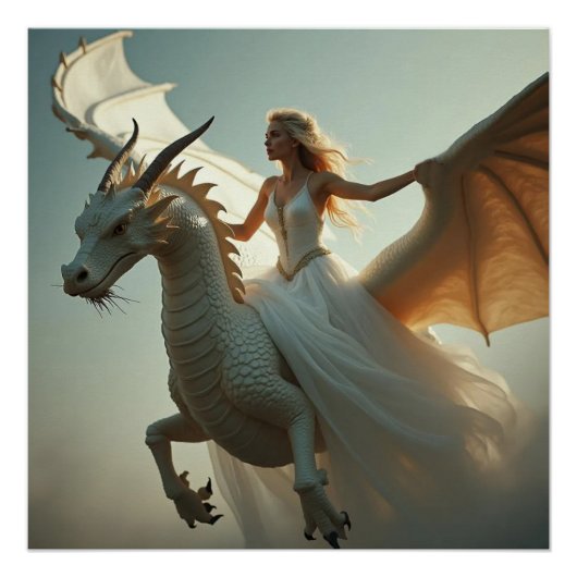 White Dragon Rider Poster (Voorkant)