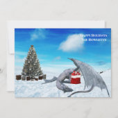 White Dragon Snow Winter Holiday Feestdagenkaart (Voorkant)