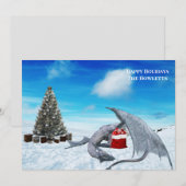 White Dragon Snow Winter Holiday Feestdagenkaart (Voorkant / Achterkant)