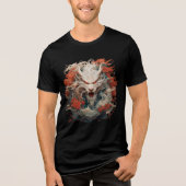 White Dragon Spirit with Crimson Peonies Tri-Blend Shirt (Voorkant)