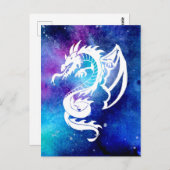 White Dragon Tattoo in Space Briefkaart (Voorkant / Achterkant)