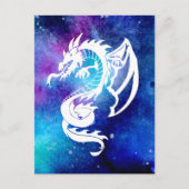 White Dragon Tattoo in Space Briefkaart (Voorkant)