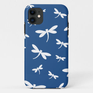 White Dragonflies Pattern —  BG Color iPhone 11 Hoesje