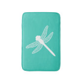 White Dragonfly Silhouette op Turquoise Badmat (Voorkant Verticaal)