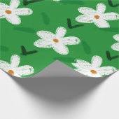 White Drawn Floral Pattern Flower Art Pattern Aest Cadeaupapier (Hoek)