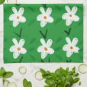 White Drawn Floral Pattern Flower Art Pattern Aest Theedoek (Gevouwen)