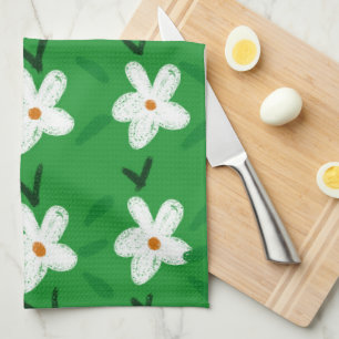 White Drawn Floral Pattern Flower Art Pattern Aest Theedoek