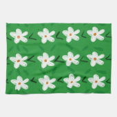White Drawn Floral Pattern Flower Art Pattern Aest Theedoek (Horizontaal)