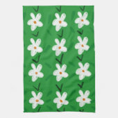 White Drawn Floral Pattern Flower Art Pattern Aest Theedoek (Verticaal)