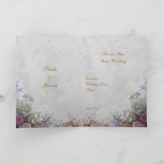 White Dream Wedding Invitation Kaart (Binnen)