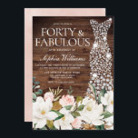 White dress Blush White Rustic 40th Birthday Kaart<br><div class="desc">White dress Blush White Rustic 40th Birthday Invitation Bekijk collectie in Niche en nestwinkel Veel bedankt</div>