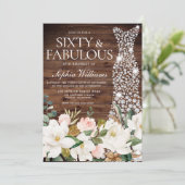 White dress Blush White Rustic 60th Birthday Kaart (Staand voorkant)