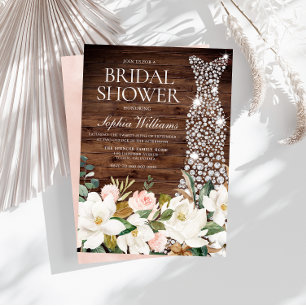 White Dress Blush White Rustic Vrijgezellenfeest Kaart