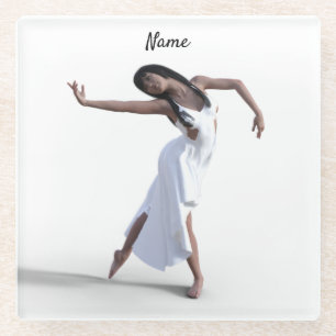 White dress daner Thunder_Cove Glazen Onderzetter