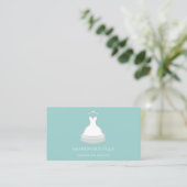 White Dress Logo Mode Wedding Event Aqua Visitekaartje (Staand voorkant)