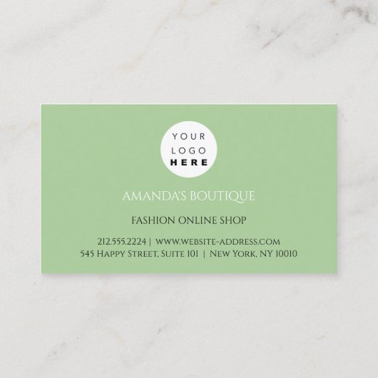 White Dress Logo Mode Wedding Event Mint Green Visitekaartje (Achterkant)