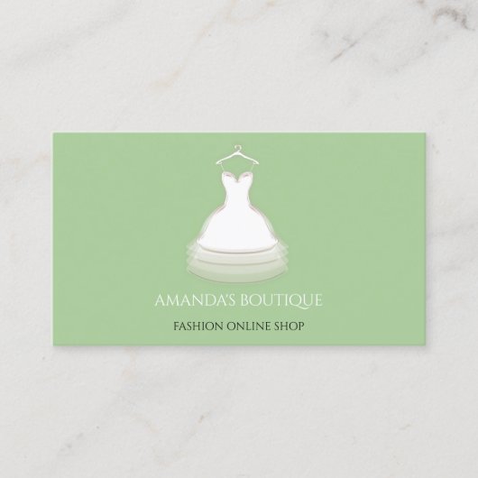 White Dress Logo Mode Wedding Event Mint Green Visitekaartje (Voorkant)
