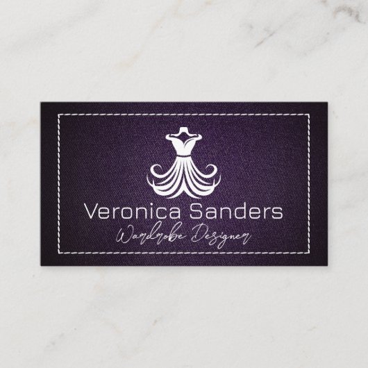 White Dress Logo | Paarse stof Visitekaartje (Voorkant)