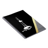 White Drilling Silhouette op zwart en metaal Notitieboek (Rechterzijde)