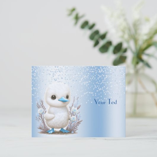 White Duck Blue Floral Briefkaart (Staand voorkant)