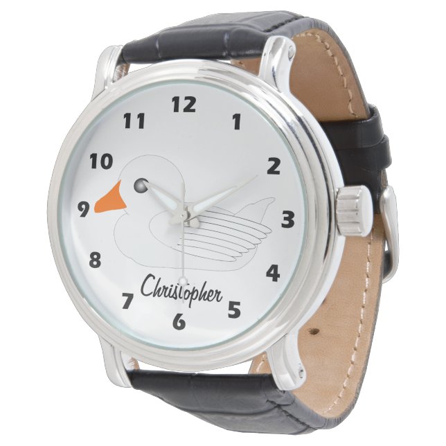 White Duck Design Gepersonaliseerd Horloge (Gekanteld)