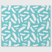 White Duck Feathers Blauwgroen gepatterd Cadeaupapier (Vlak)
