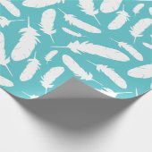 White Duck Feathers Blauwgroen gepatterd Cadeaupapier (Hoek)