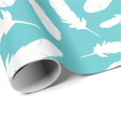 White Duck Feathers Blauwgroen gepatterd Cadeaupapier (Rol Hoek)