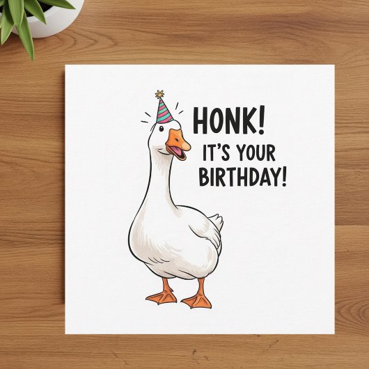 White Duck - Happy Birthday  Greeting  card