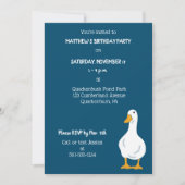 White Duck Navy Blue Birthday Party Kaart (Voorkant)