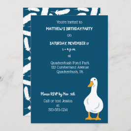 White Duck Navy Blue Birthday Party Kaart