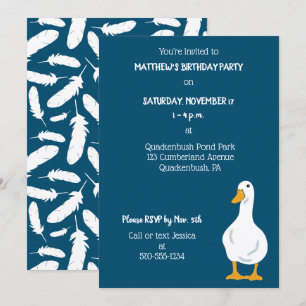 White Duck Navy Blue Birthday Party Kaart