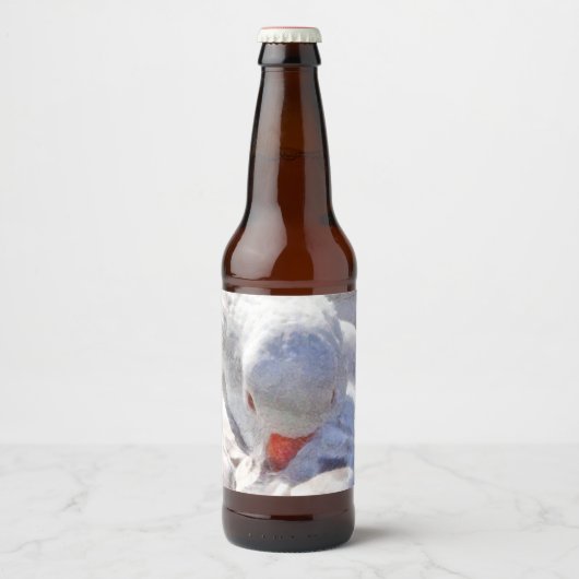 White Duck Preening Art Bier Etiket (Voorkant)