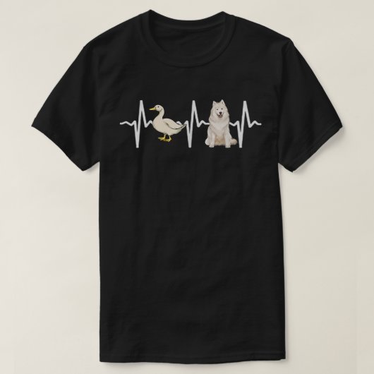 White Duck Samoyed Heartbeat Dog Lover  T-shirt (Design voorkant)