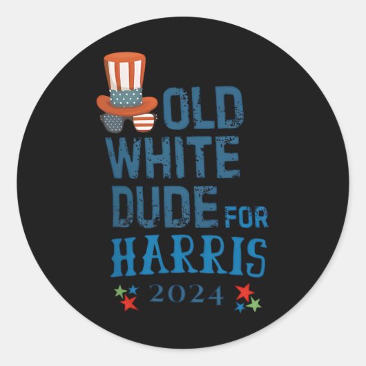 White Dude voor Kamala-Harris President 2024 Ronde Sticker (Voorkant)