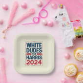 White Dudes voor Harris-2024 Papieren Bordje (Feest)
