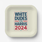 White Dudes voor Harris-2024 Papieren Bordje (Voorkant)