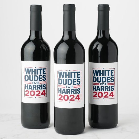 White Dudes voor Harris-2024 Wijn Etiket (Flessen)