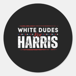 White Dudes voor Kamala Harris Mannen Ronde Sticker