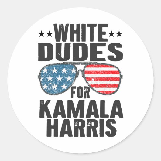 White Dudes voor Kamala Harris Sungles USA Ronde Sticker (Voorkant)