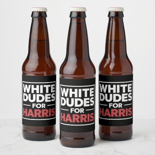 White Dudes voor Kamala-Harris voor President 2024 Bier Etiket (Flessen)