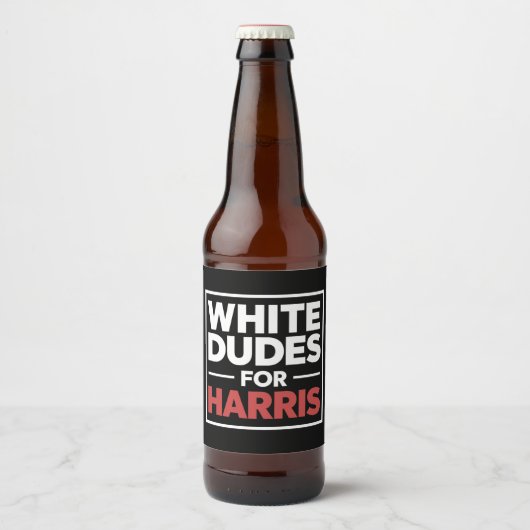 White Dudes voor Kamala-Harris voor President 2024 Bier Etiket (Voorkant)