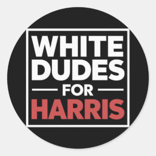 White Dudes voor Kamala-Harris voor President 2024 Ronde Sticker